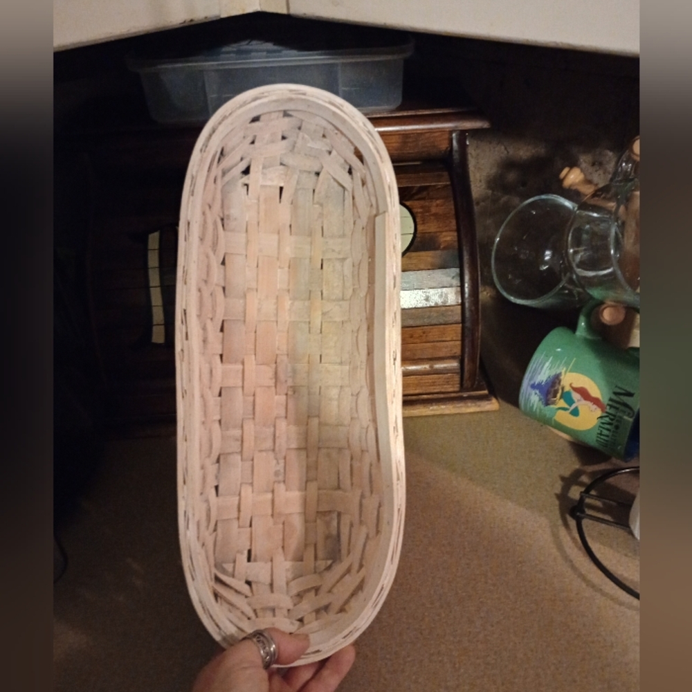 Handcrafted Vintage Woven Wooden Basket - Cream